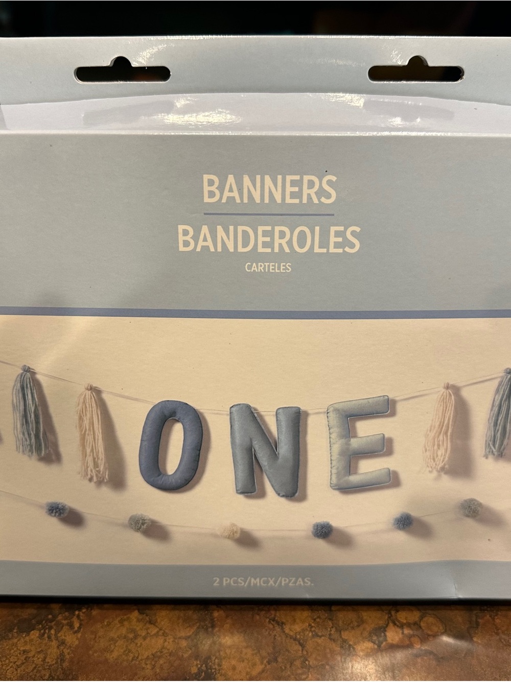 One Banner Party Garland - Blue and Cream